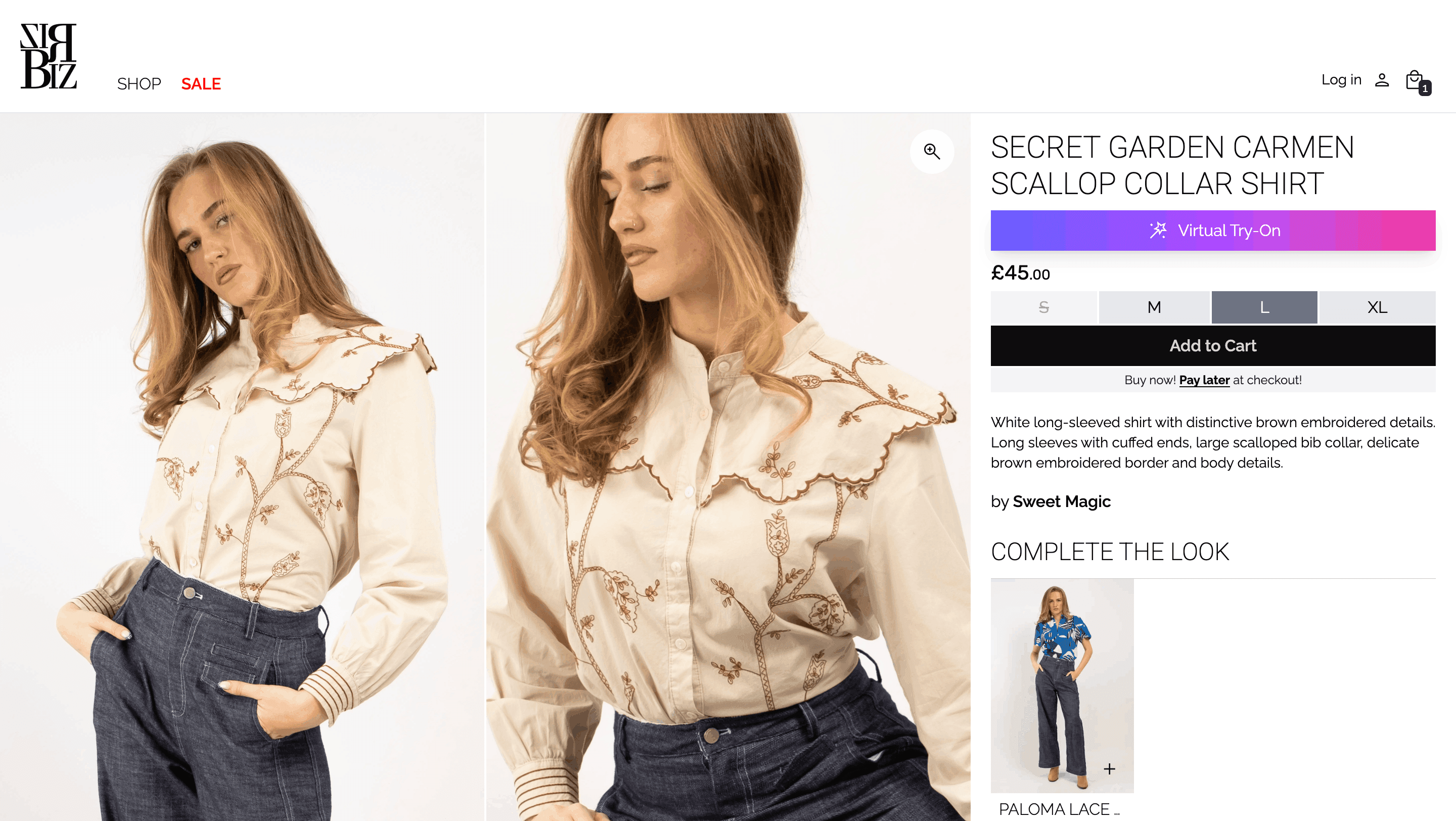 Virtual try-on experience on storefront